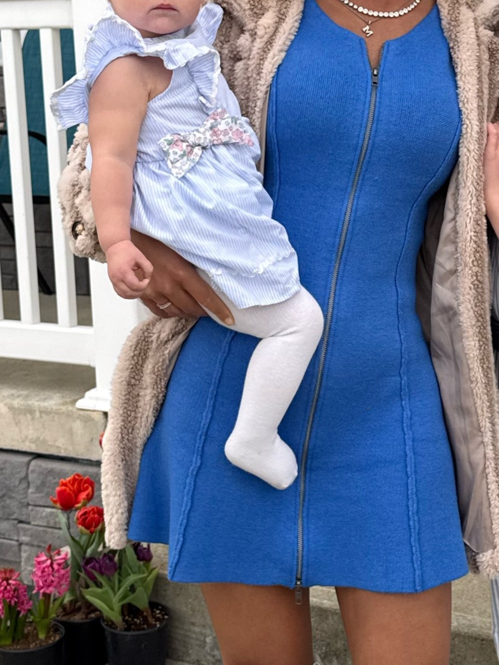 Mustard Seed Vibrant Blue Zip-Front Mini Dress